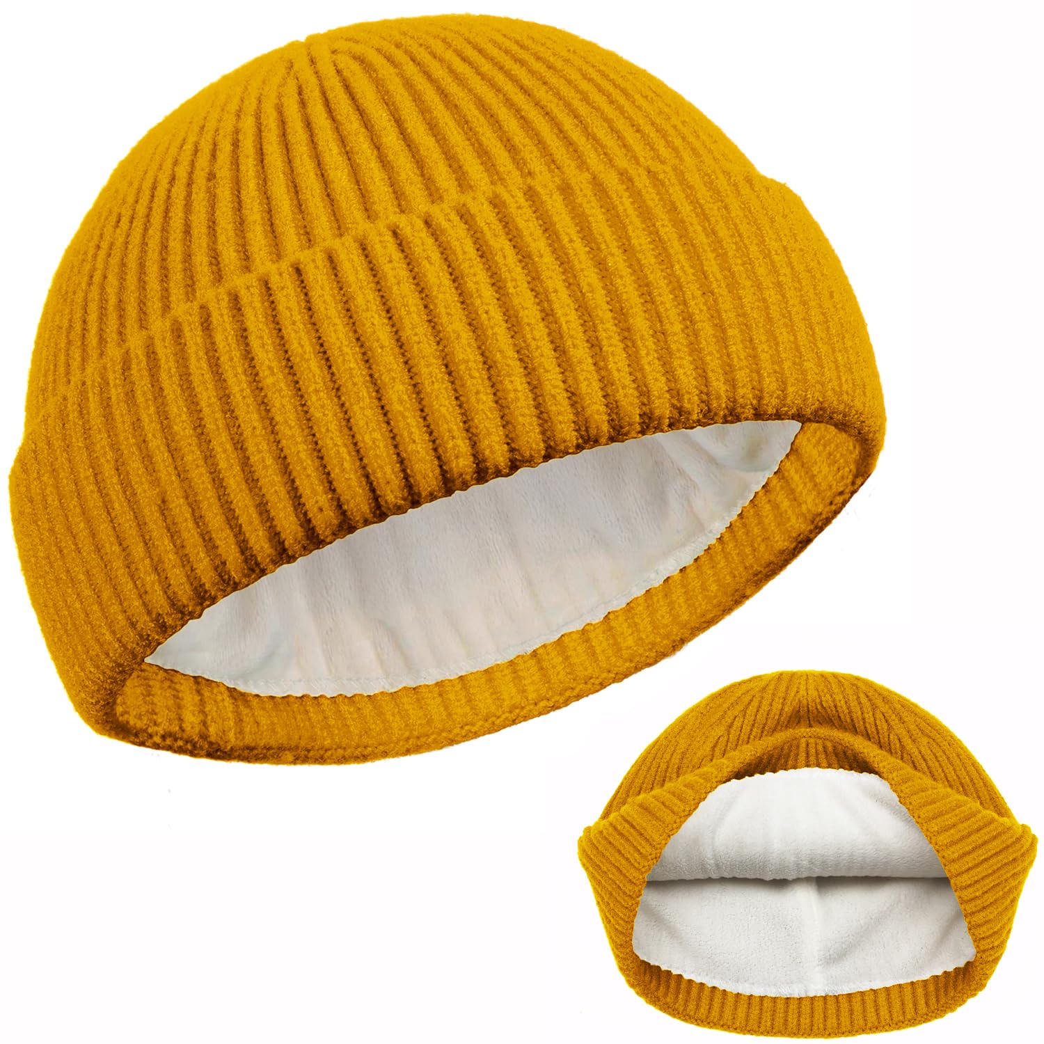 ROYBENS Swag Wool Knit Cuff Short Fisherman Beanie for Men Women, Winter Warm Hats